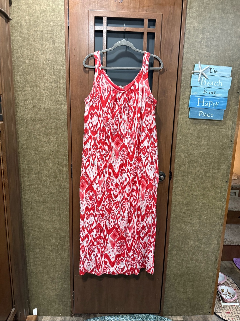 Chico's Red and White Sleeveless Maxi Dress